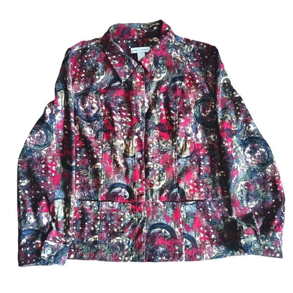 Christopher & Banks Jackets & Blazers - Christopher And Banks Jacket Women's Size XL Abstract Snap Button Collared